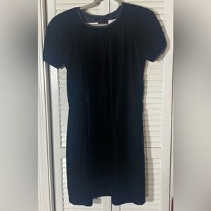 Karin Stevens Short Sleeve Dress Size 6 Black Velvet Shoulder Pads Vintage